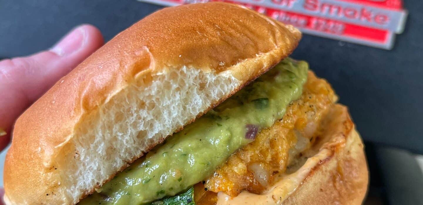 finished shrimp burger