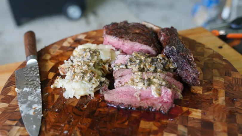 Steak and Potatoes With a Mushroom Cream Sauce