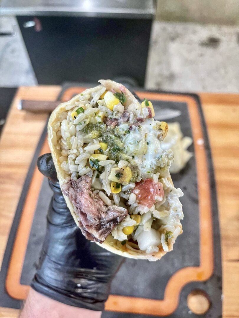 finished steak burrito
