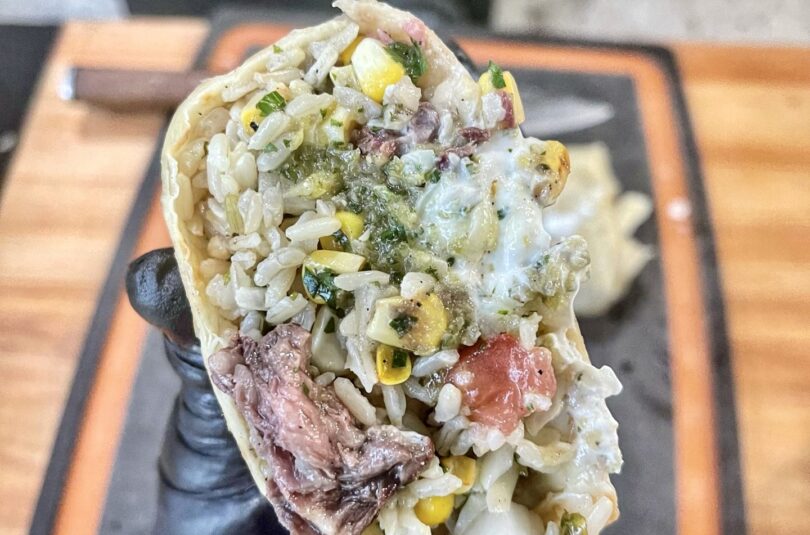 finished steak burrito