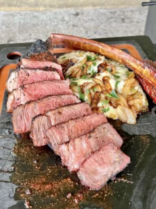 Grilled tomahawk steaks