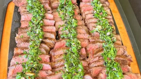 My york strip steaks with chimichurri