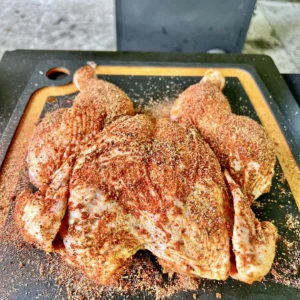 seasoned chicken on the grill