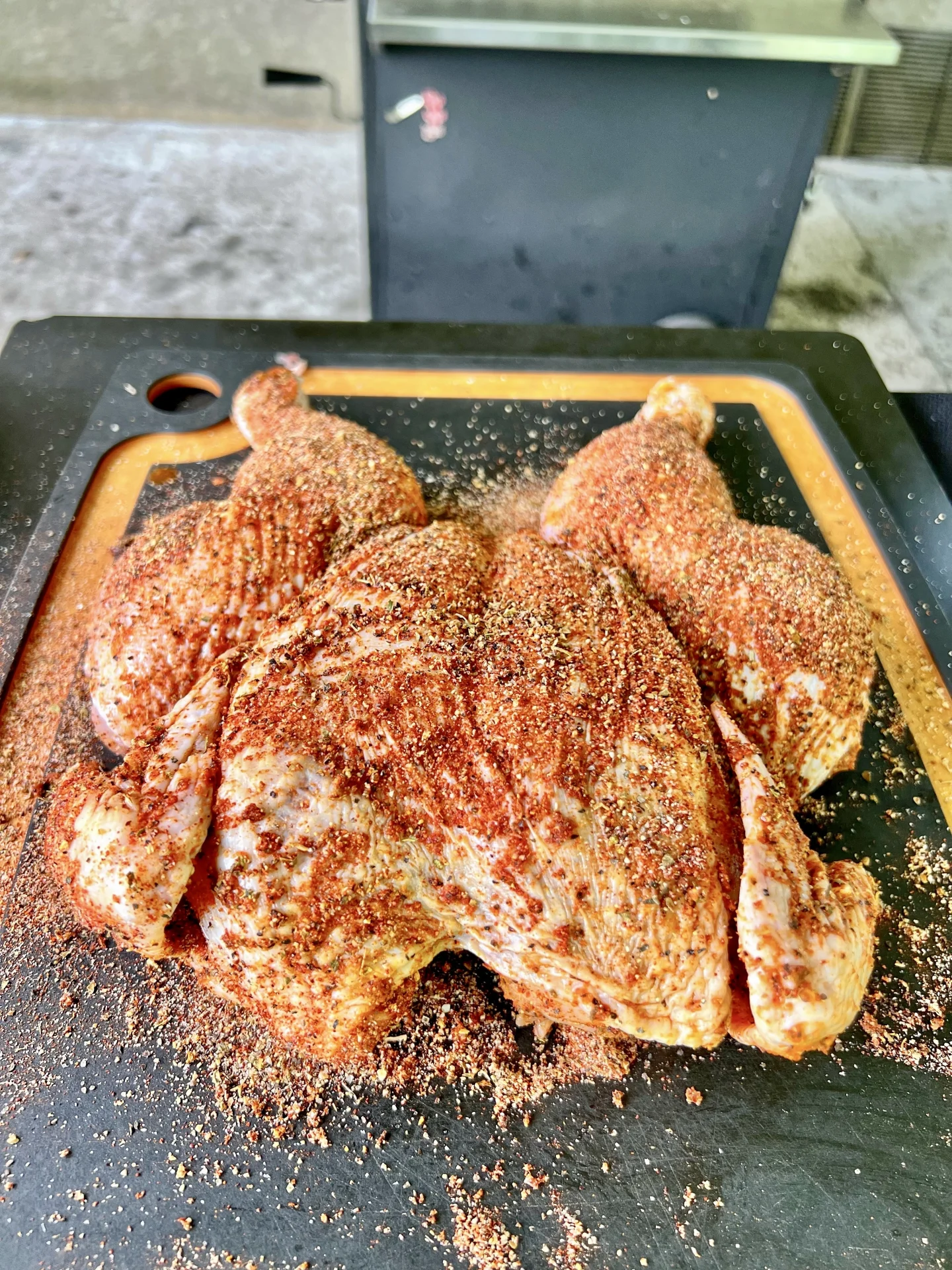 seasoned chicken on the grill