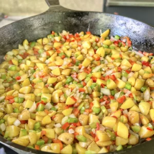 breakfast hash on the cast iron skillet