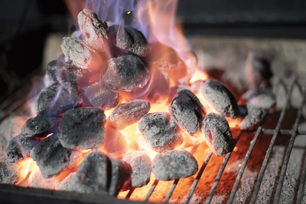 hot coals in a smoker for reverse searing