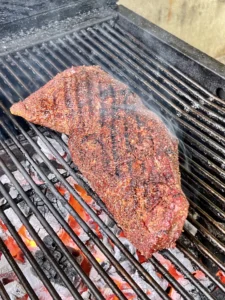 smoking a tri tip on the smoker