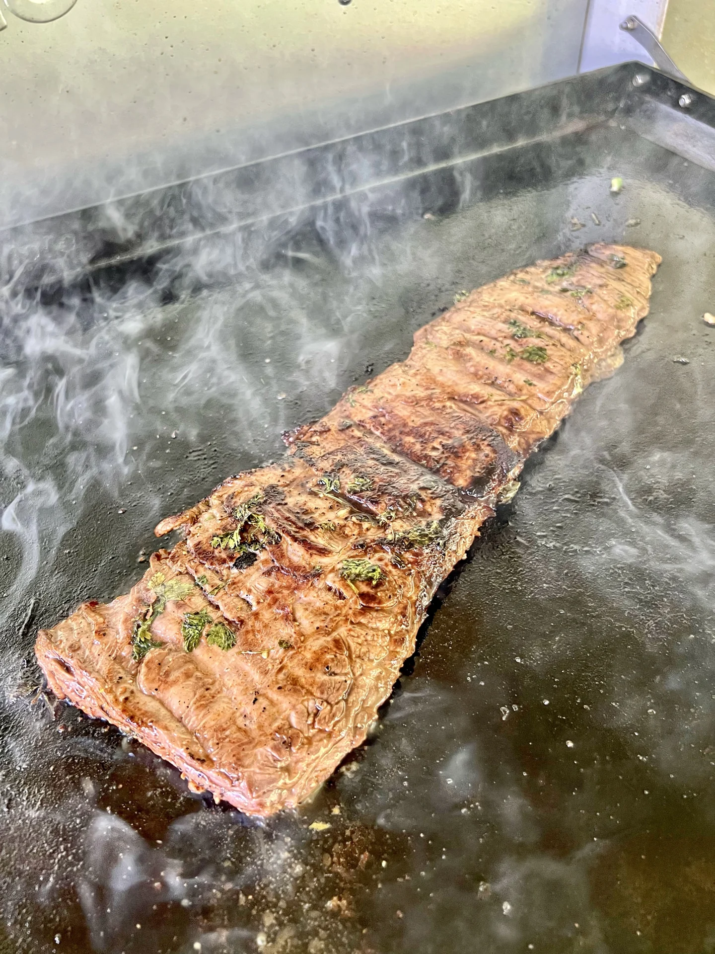Grilled skirt steak on loco griddle
