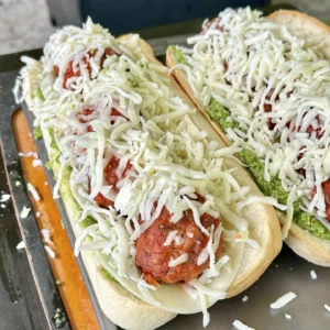 meatball sub with cheese on it