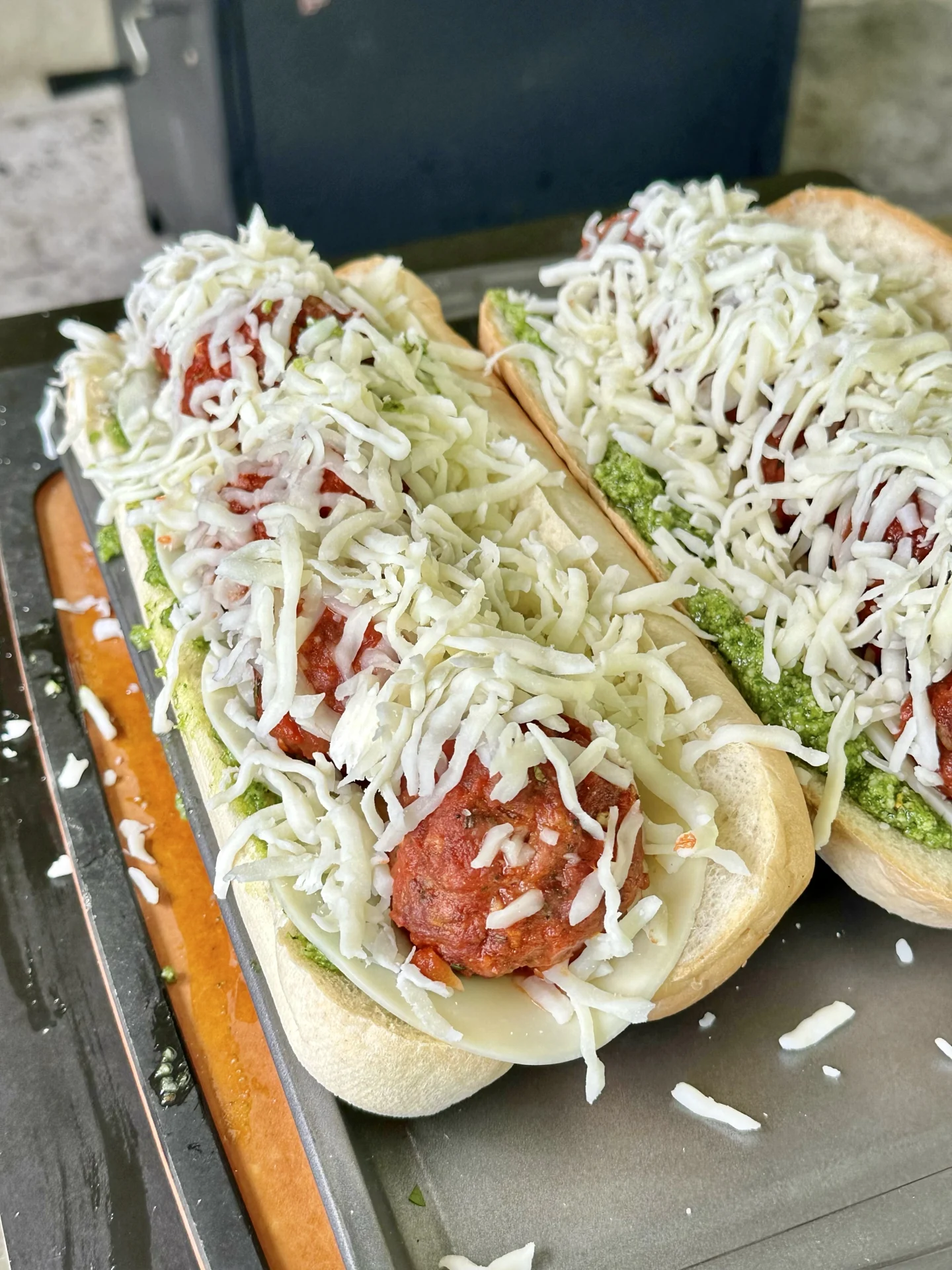 meatball sub with cheese on it