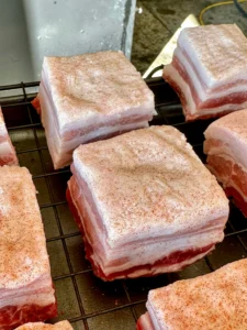 prepping the pork belly