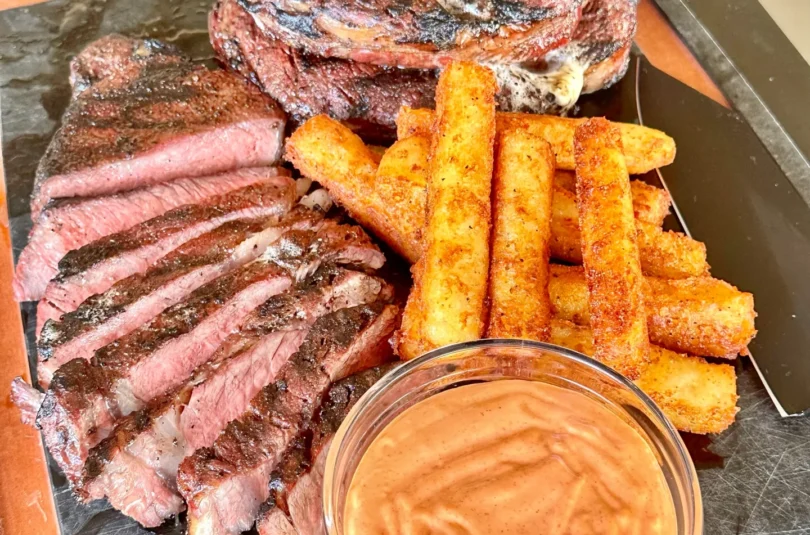 steak and potato wedges