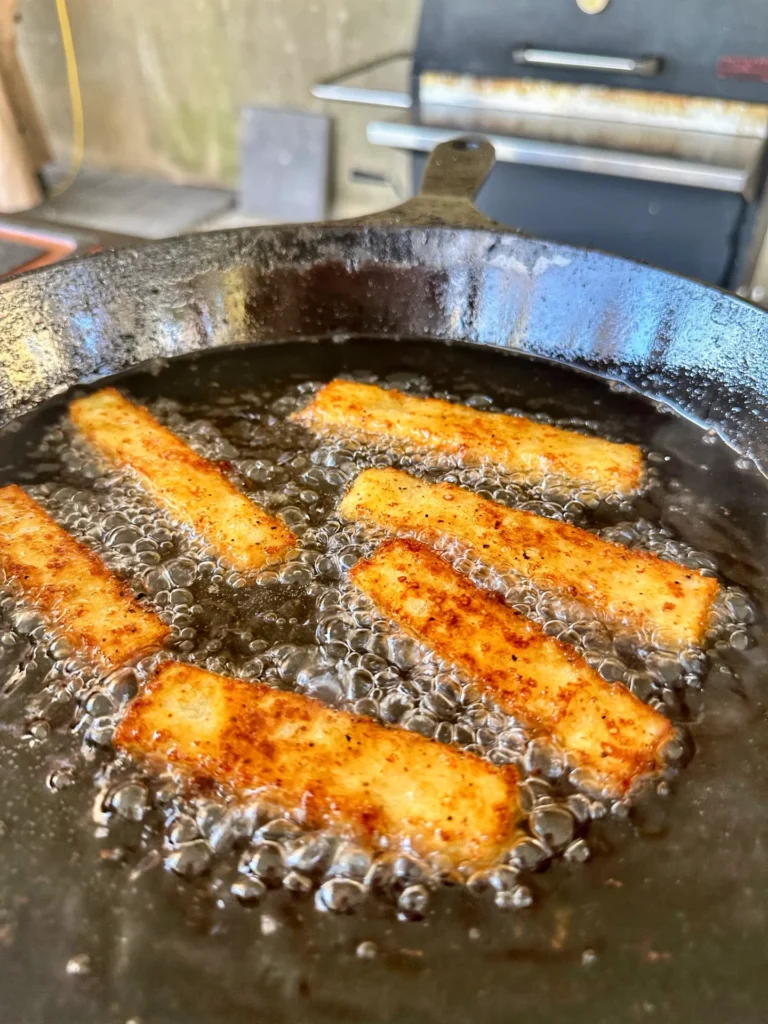 frying potato wedges