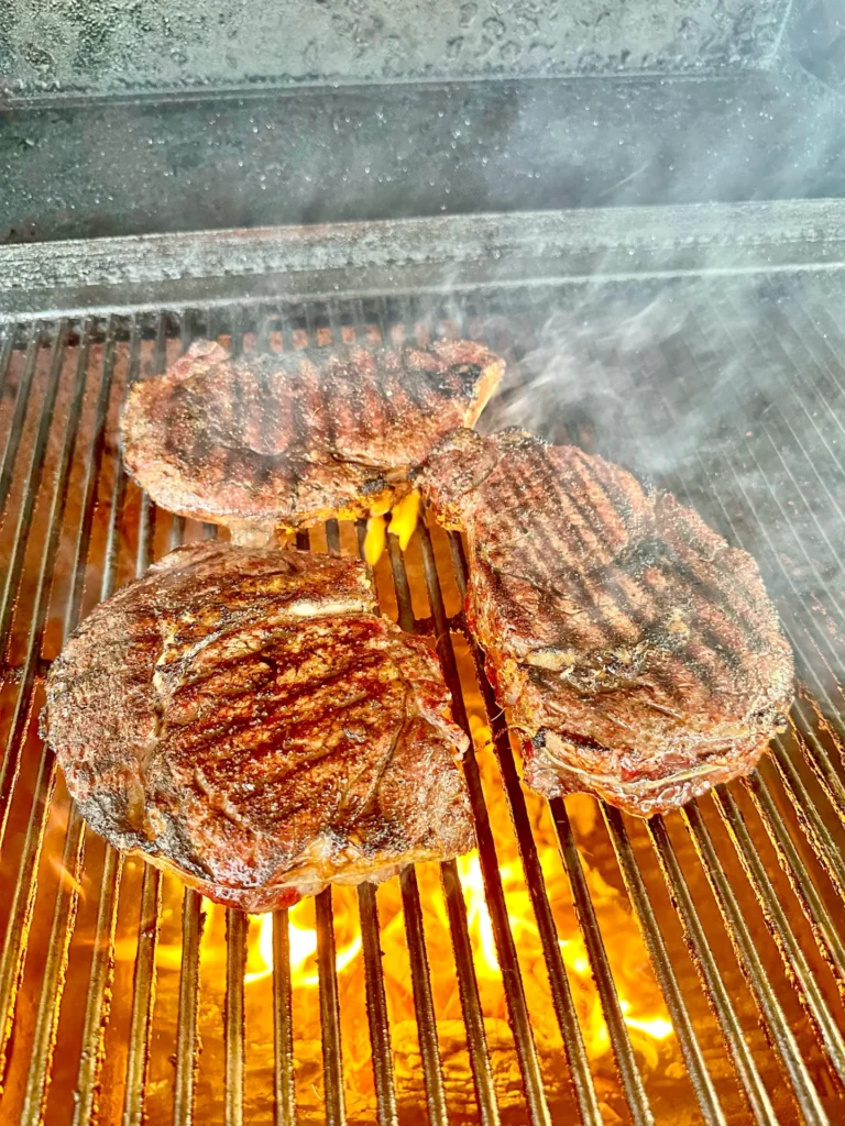 seared steaks on the hasty bake