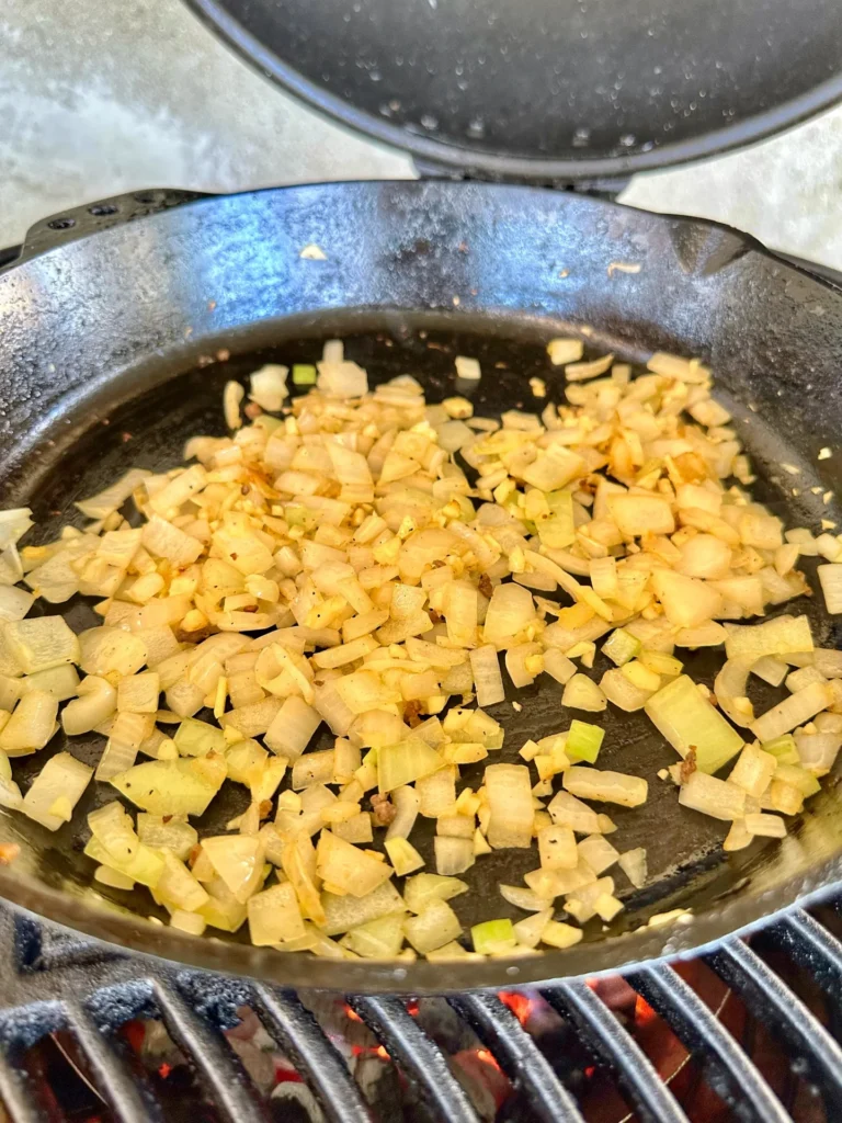 white onion on cast iron