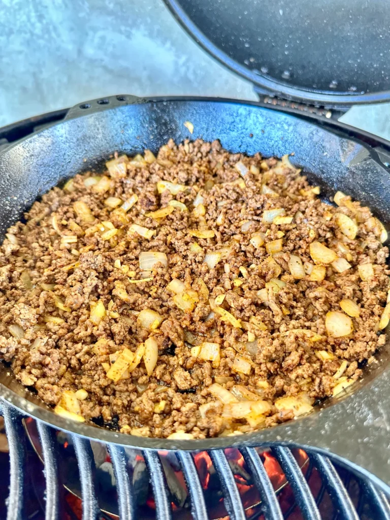 chili being made in cast iron