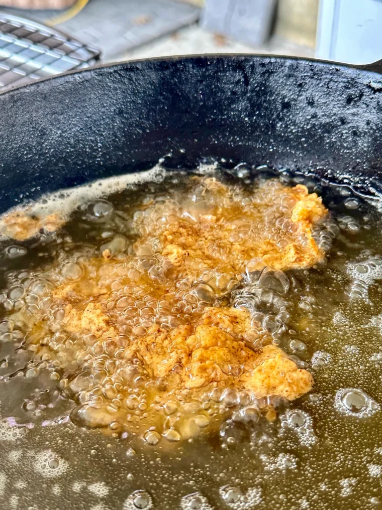 chicken in the fryer