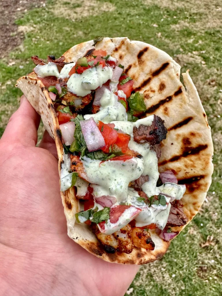 steak and shrimp fajitas