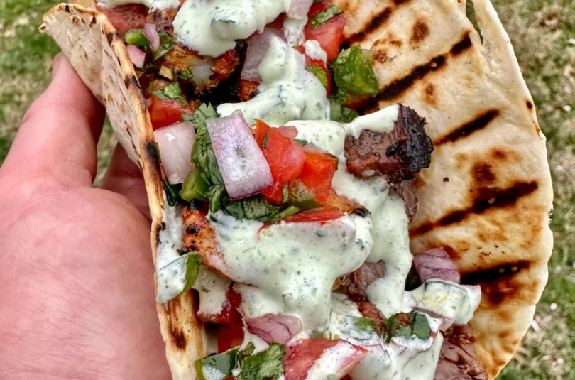 steak and shrimp fajitas