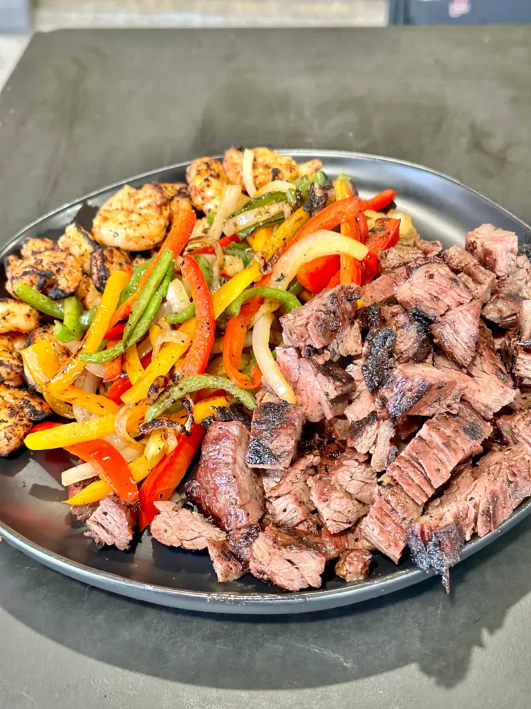 steak and shrimp fajitas