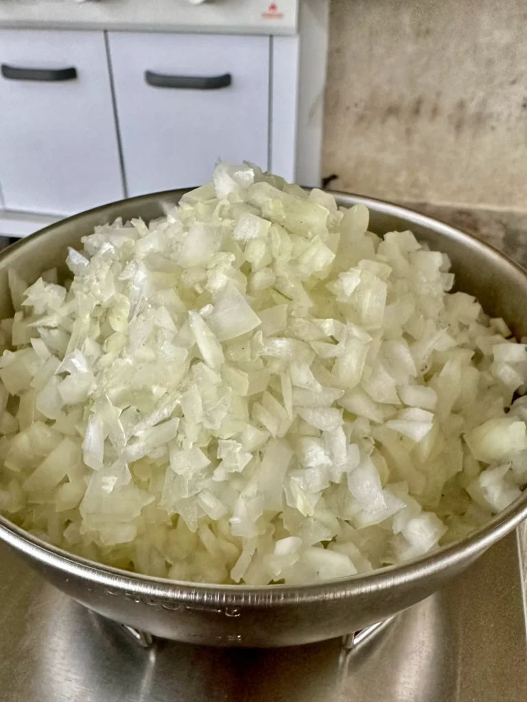 chopped onions in a bowl