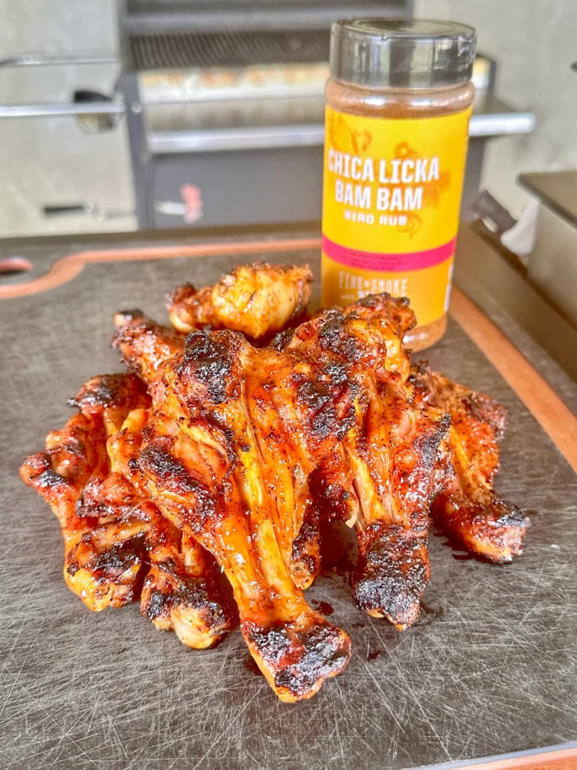 smoked sweet and sour chicken on the cutting board