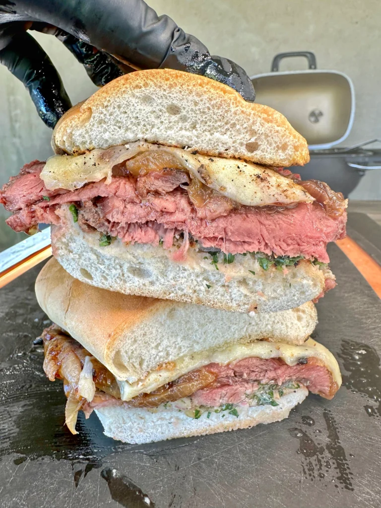 stacked picanha steak sandwich