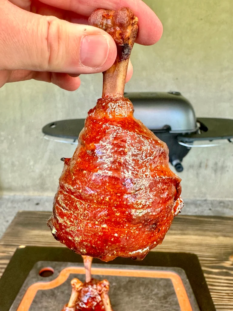 bbq chicken being held