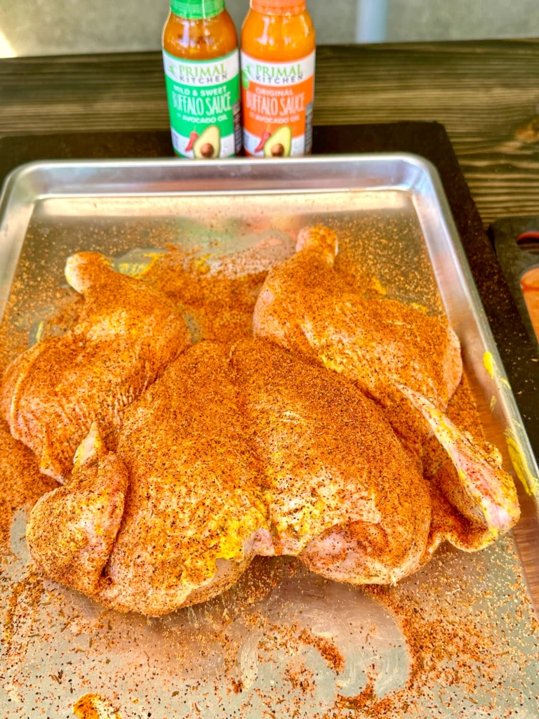 prepped chicken for the buffalo chicken dip