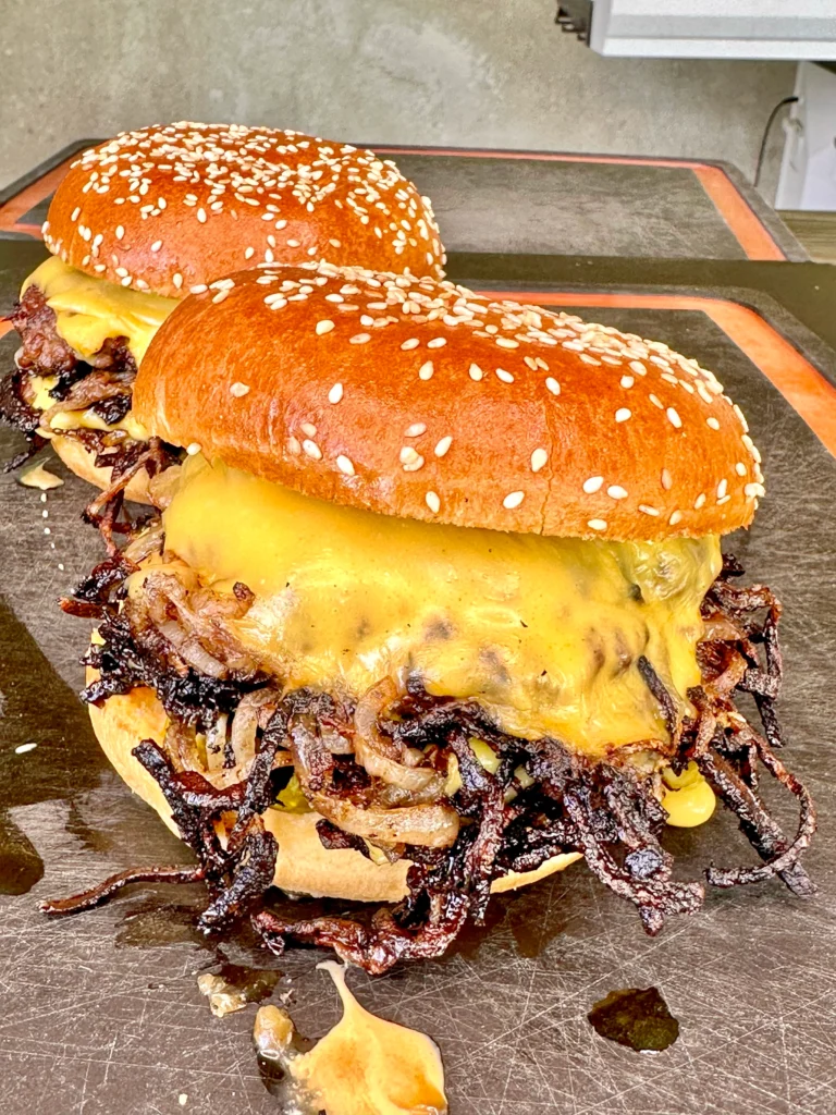 oklahoma onion smashburger from a different angle