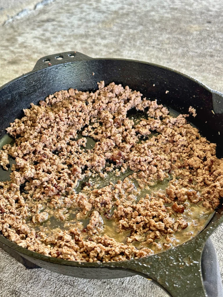 cheeseburger in a cast iron 