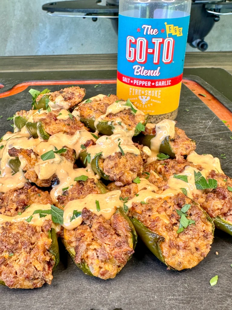 up close with jalapeno poppers and sauce