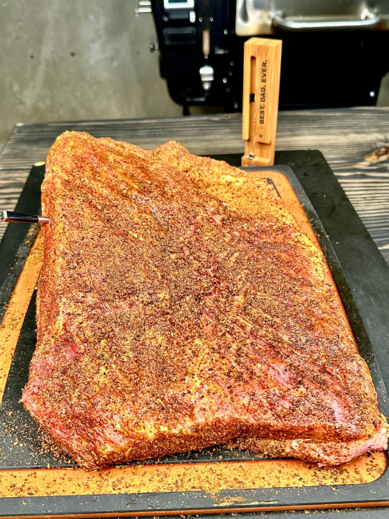brisket being prepped