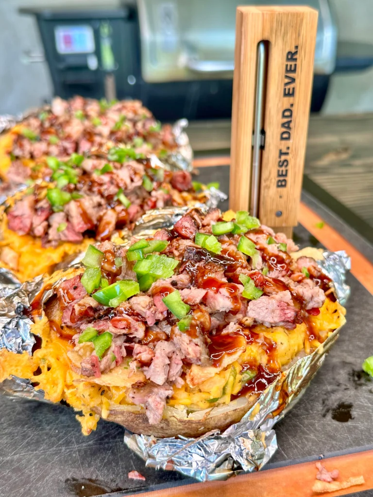 twice baked potatoes with brisket and jalapenos