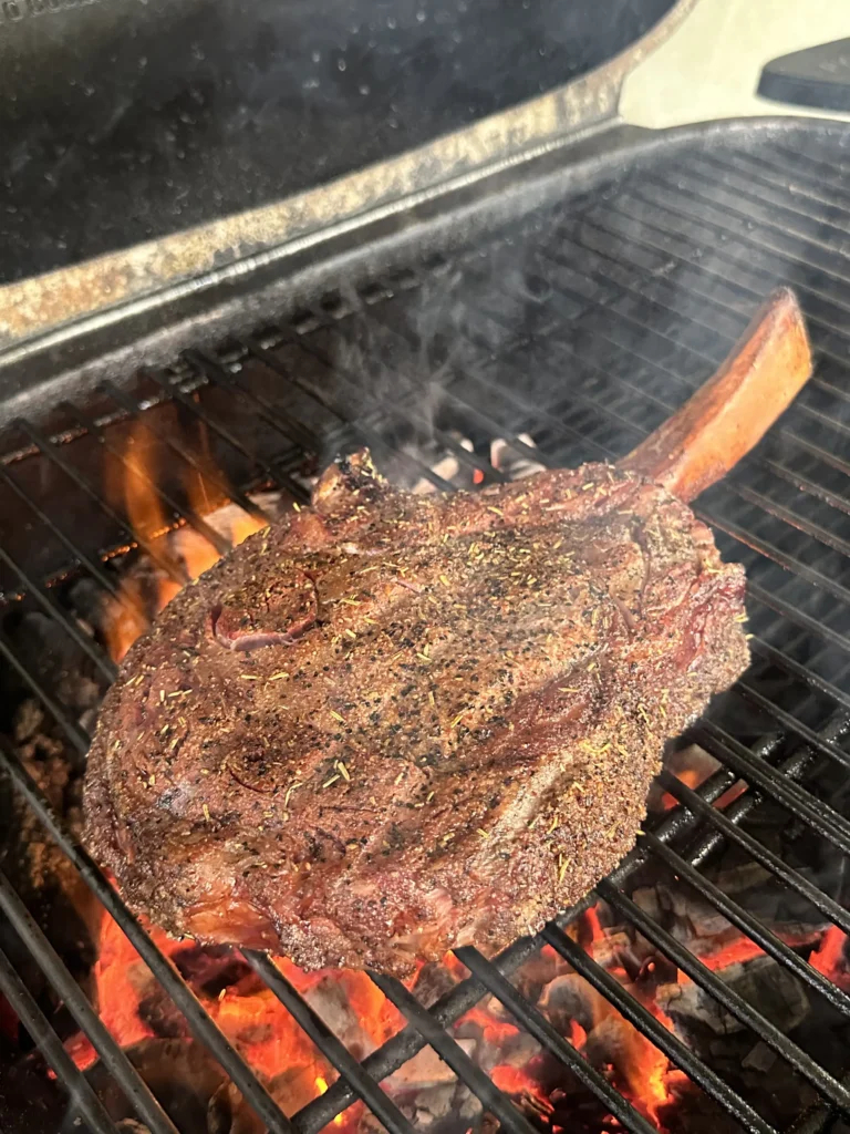 tomahawk steak on the grill
