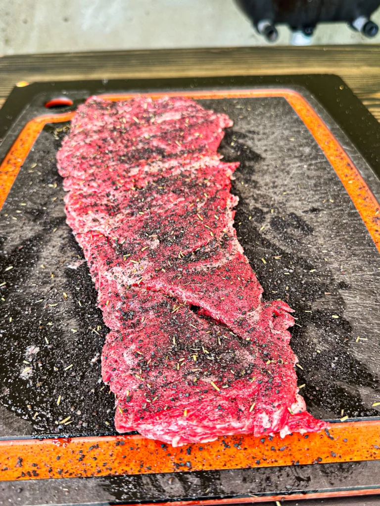 flank steak on a cutting board