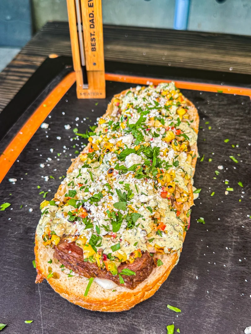 steak elote bread boat