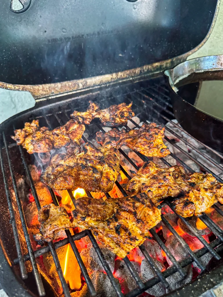 chicken thighs on the grill