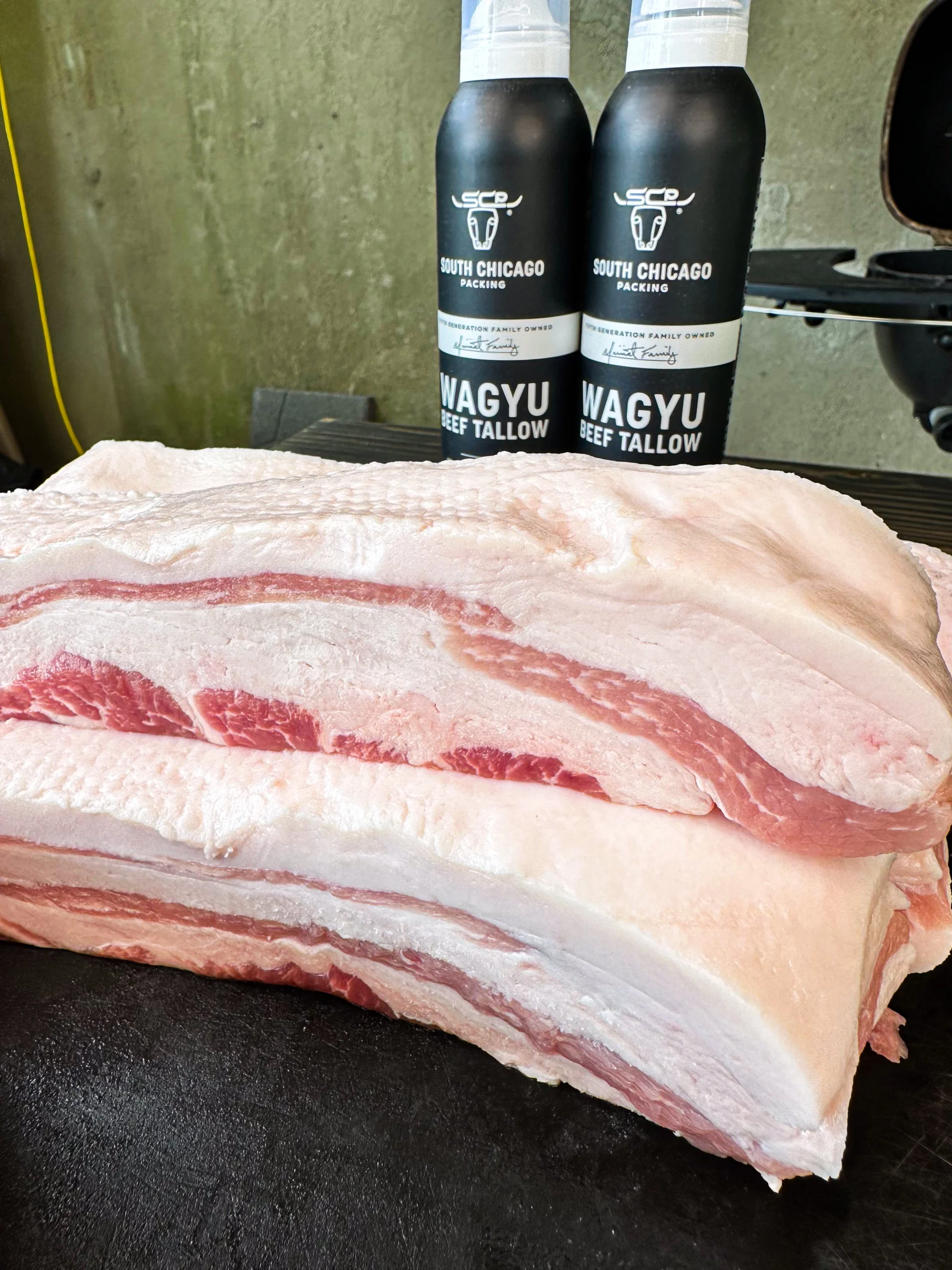 pork belly on a resting rack
