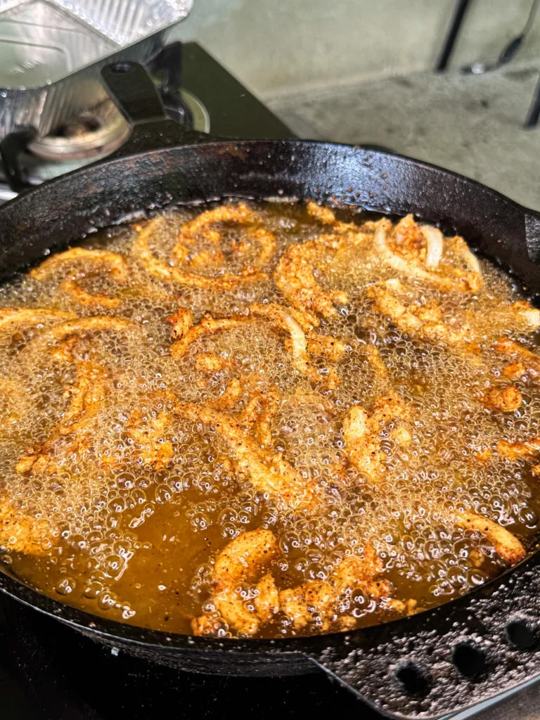 fried onions in a pan
