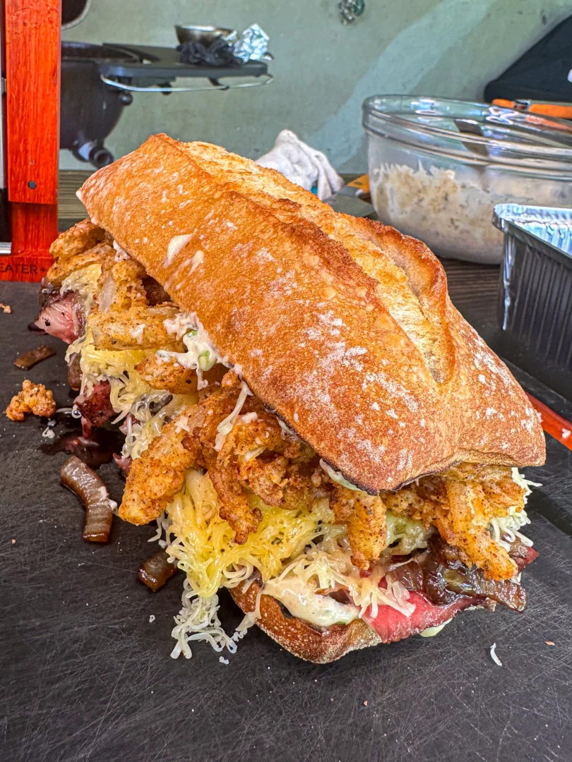 the best steak sandwich on a cutting board