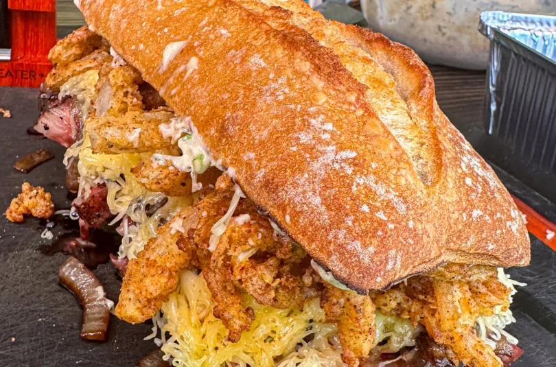 the best steak sandwich on a cutting board