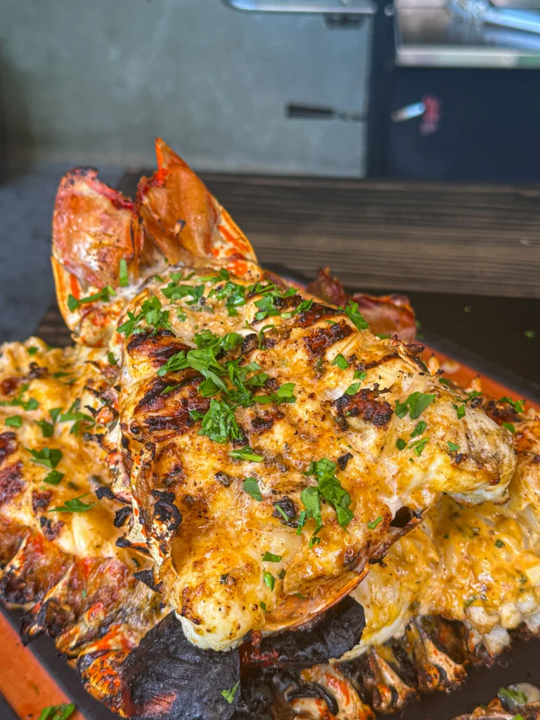 garnished lobster tails 