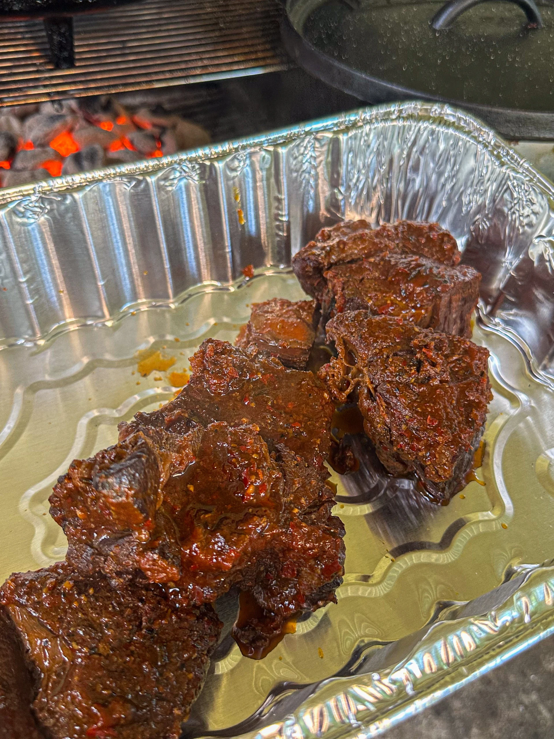 birria beef in a pan