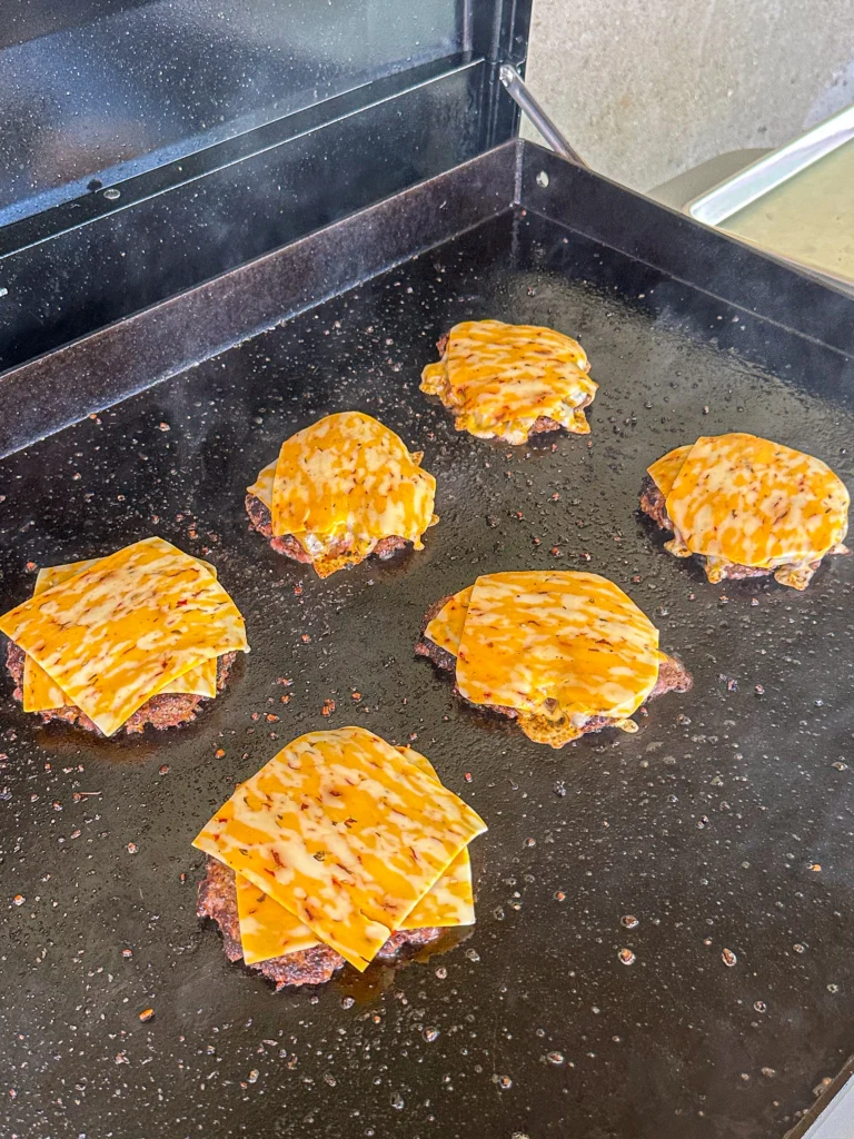 cooking patties on the griddle