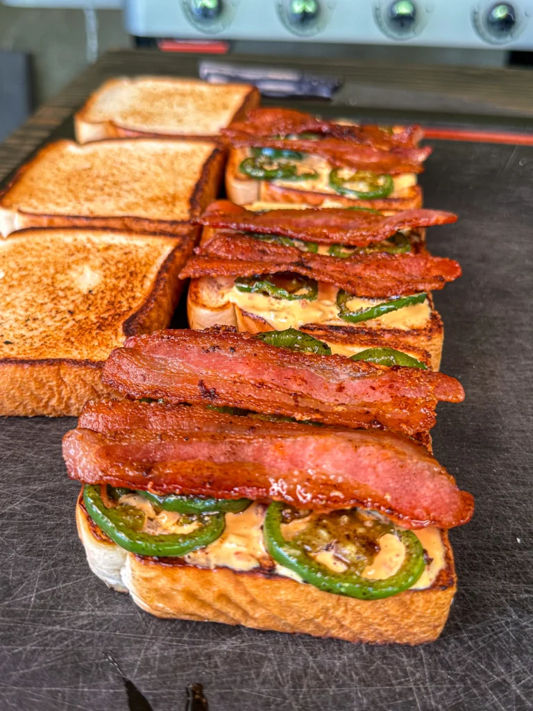 jalapenos and bacon on the spicy patty melts