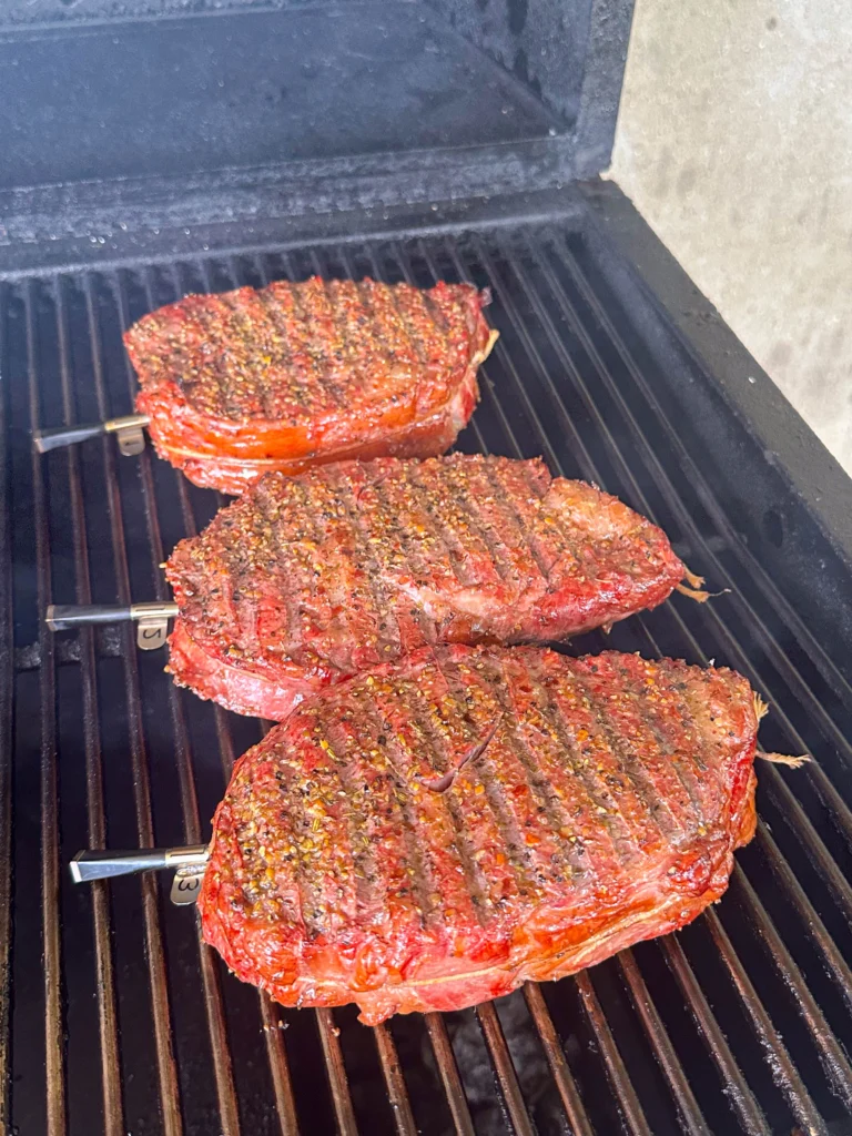 smoking a steak on the hasty bake