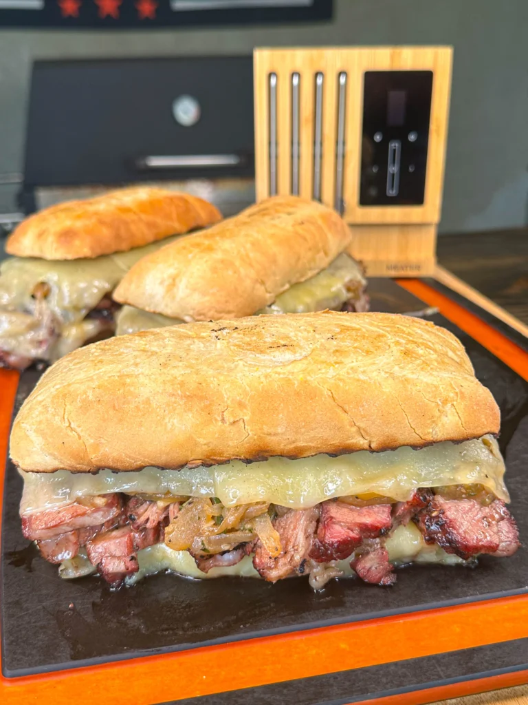 finished french onion steak sandwhich