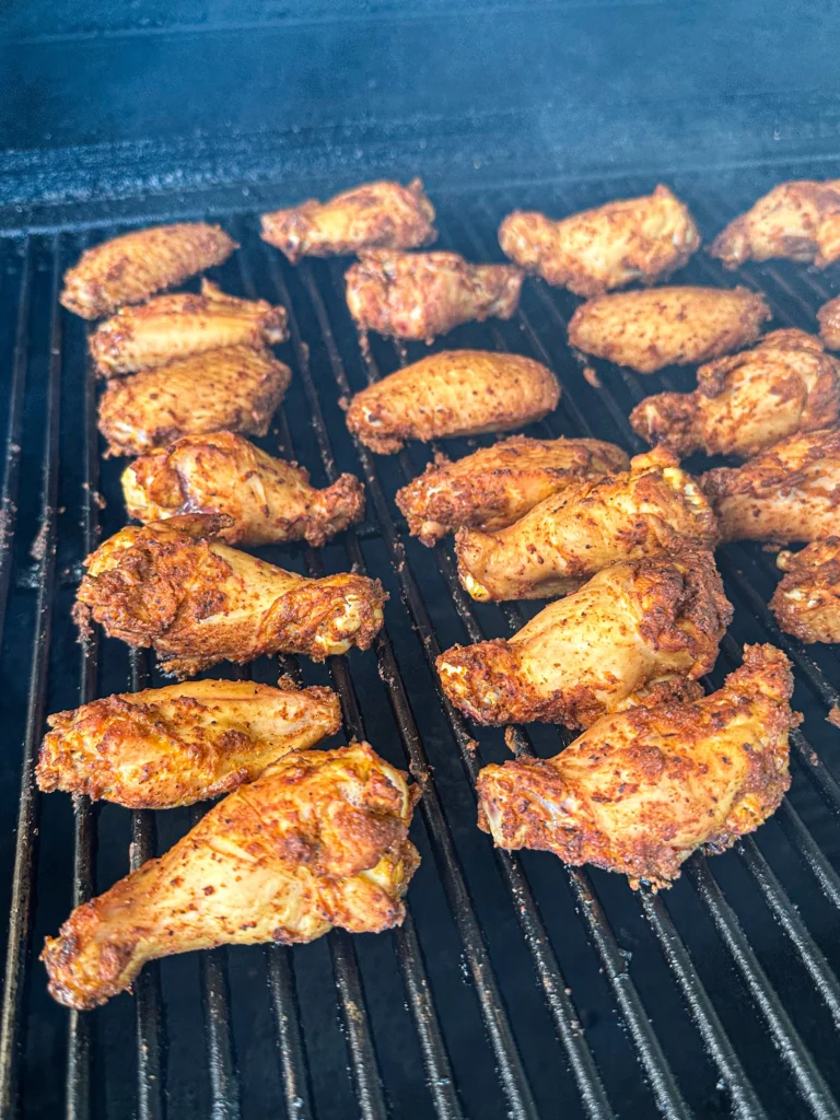 smoking the hot honey garlic chicken wings