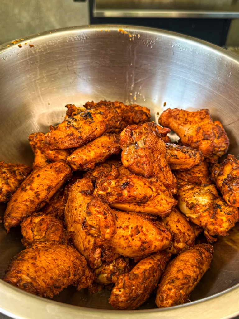 smoked and fried wings in a bowl